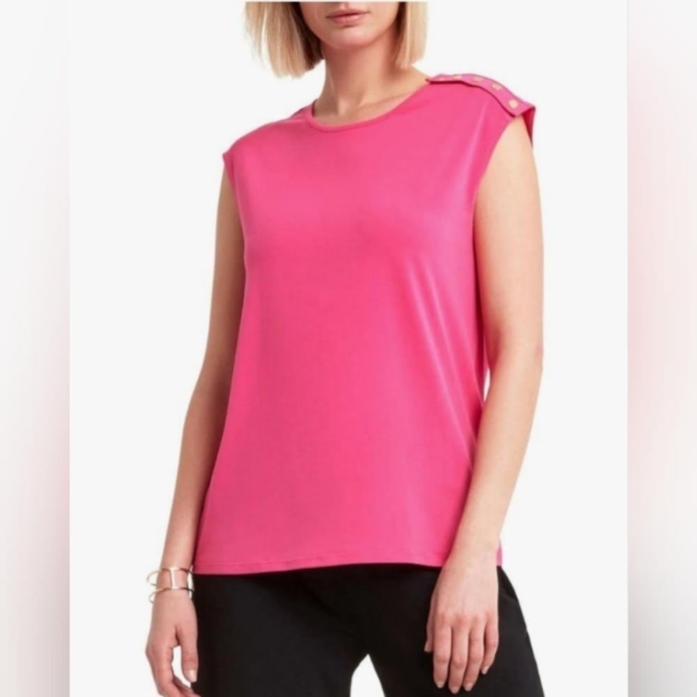 H Halston Womens Knit Sleeveless Pullover Top Size large